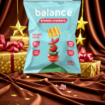 balance--15 gram protein-crackers-sweet chili-    10x70 gram.  baked oven