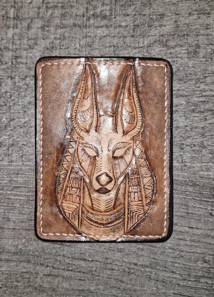 farao-handgemaakte-echt leer-portemonnee-de hond van toetanchamon