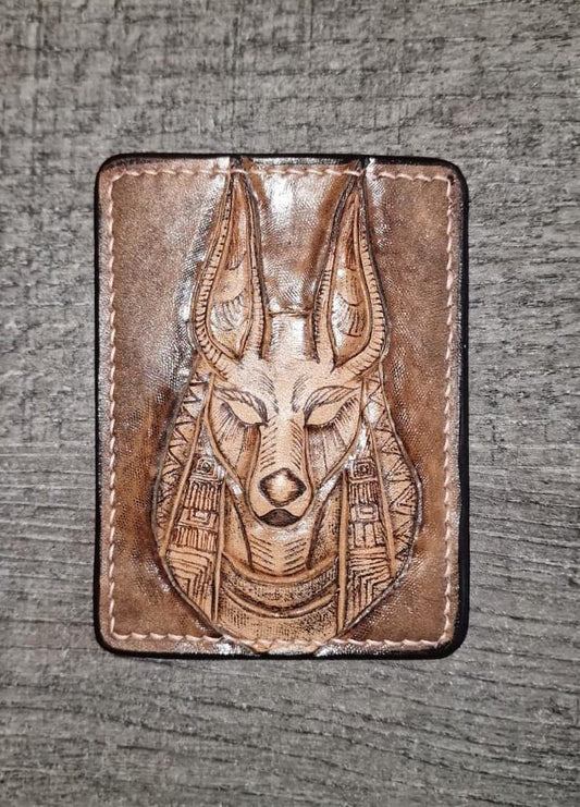 farao-handgemaakte-echt leer-portemonnee-de hond van toetanchamon