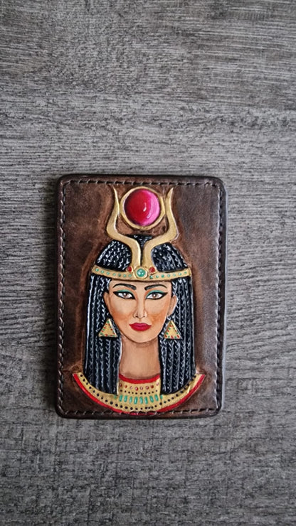 farao-handgemaakte-echt leer-portemonnee-cleopatra