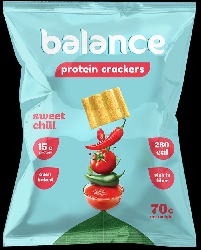 balance--15 gram protein-crackers-sweet chili-    10x70 gram.  baked oven
